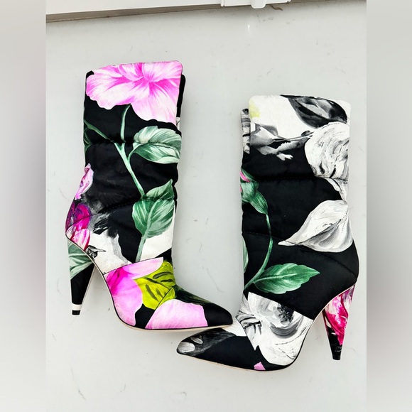 JIMMY CHOO X Off-White Sara 100 floral brocade padded boots Size: 37.5 (New) - Picture 5 of 10